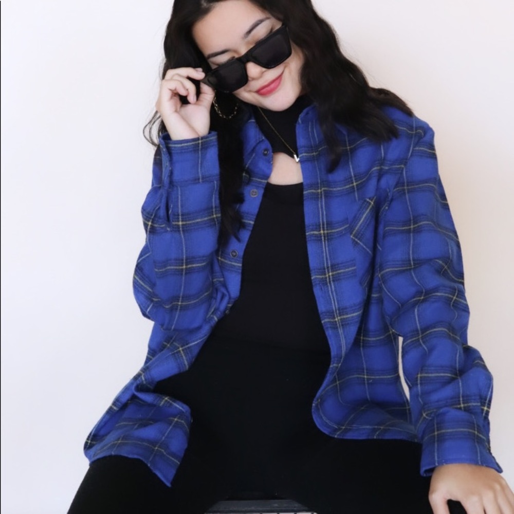 Cobalt Blue Plaid Flannel
